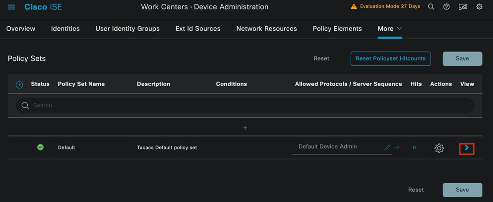 Device Admin Policy Sets page