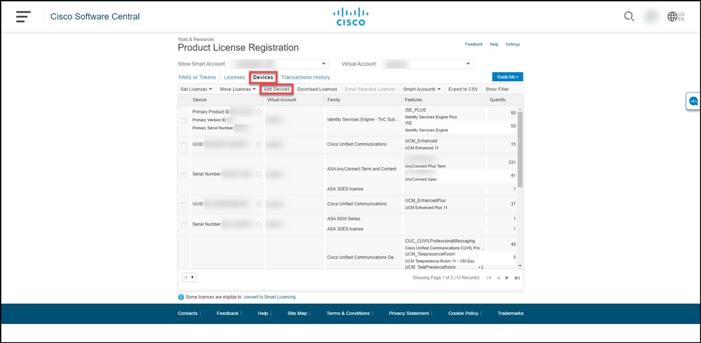 Adding a device to a Cisco account in LRP - Add devices