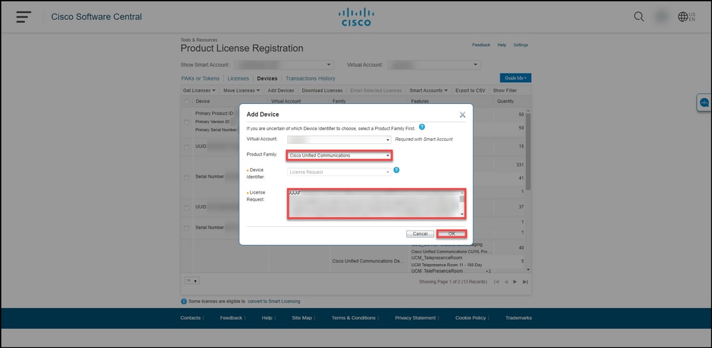 Adding a device to a Cisco account in LRP - Enter device identifier