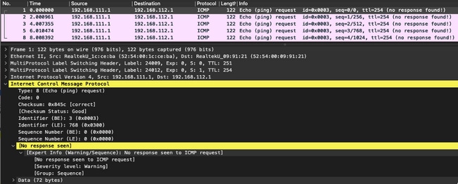 Packet Capture (CE11 to CE12) with per-ce Label Mode