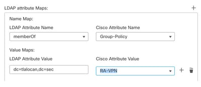 Provide LDAP Attribute Name and Cisco Attribute Name