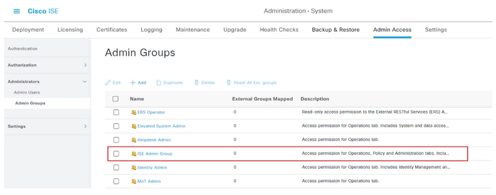 Admin Group Configuration