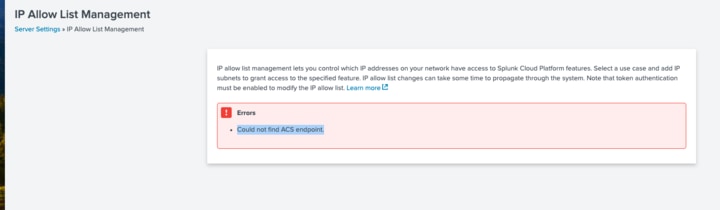 Error: Could not find ACS endpoint - Cisco