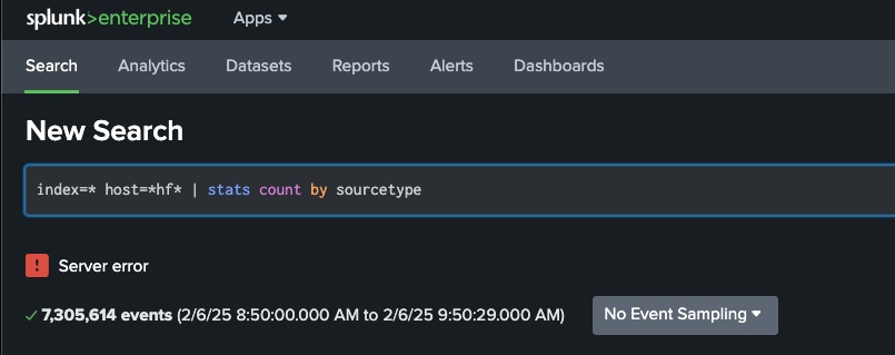 Server Error message UI