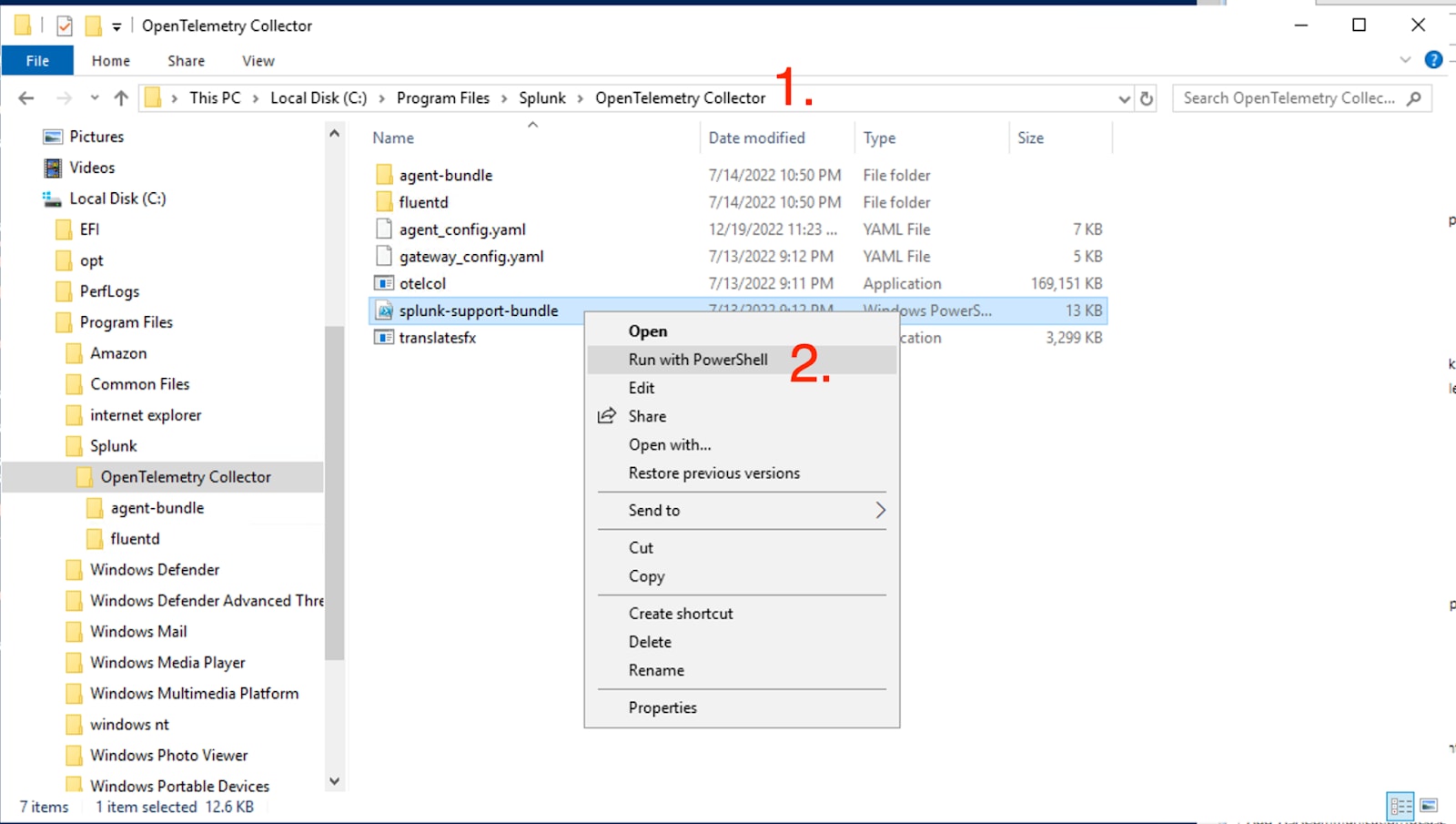 Run the Splunk Support Bundle in a Powershell terminal