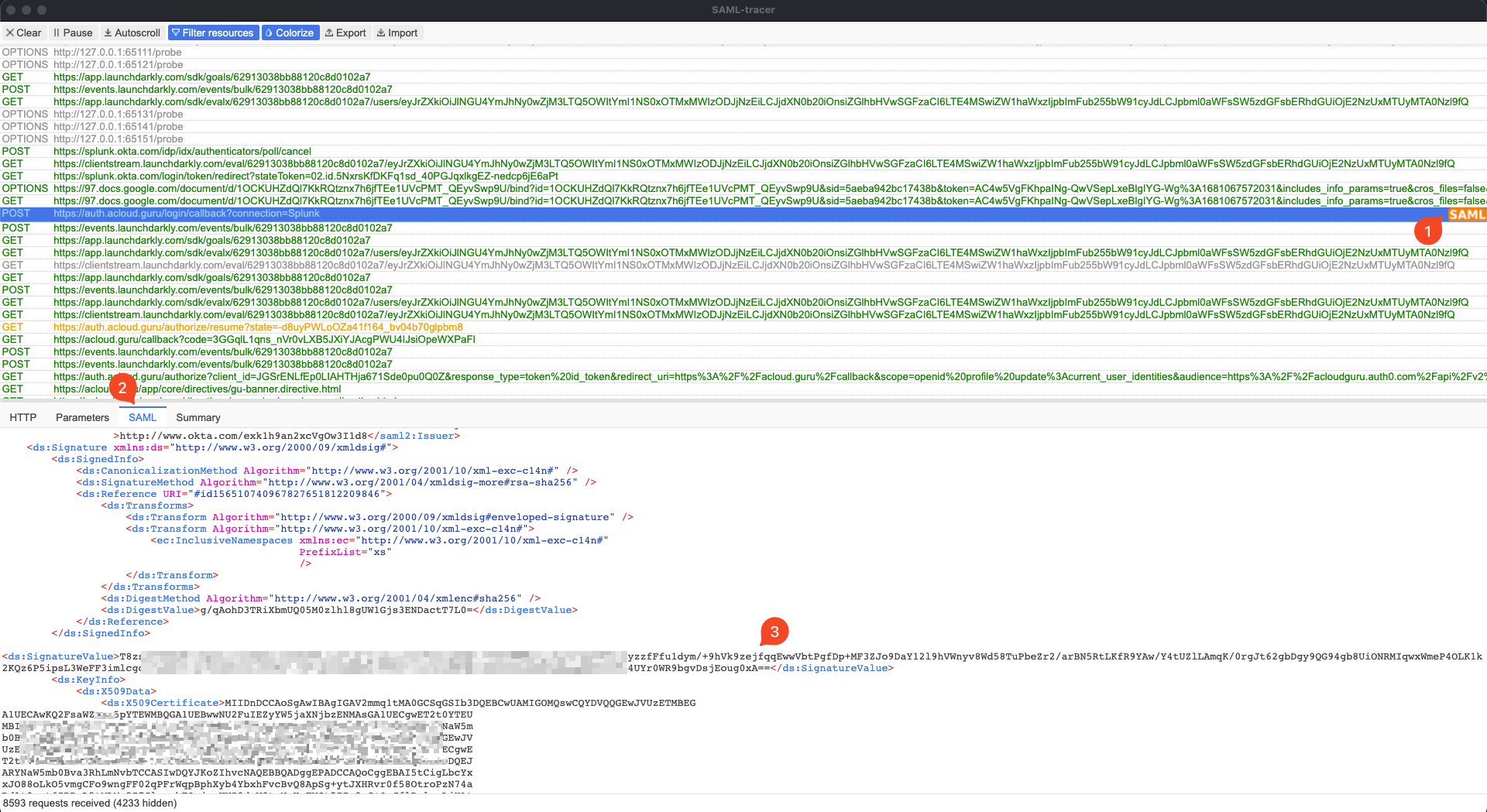 SAML Trace Details