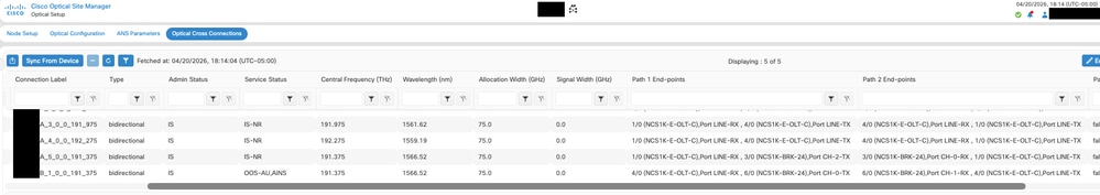 Optical Cross Connects in COSM
