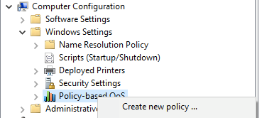 Create a new policy under Policy based QoS