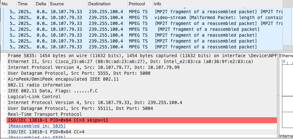 Client Receives the Multicast OTA Captures Traffic