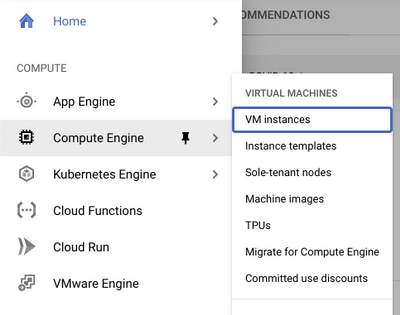 Select VM  instances tab