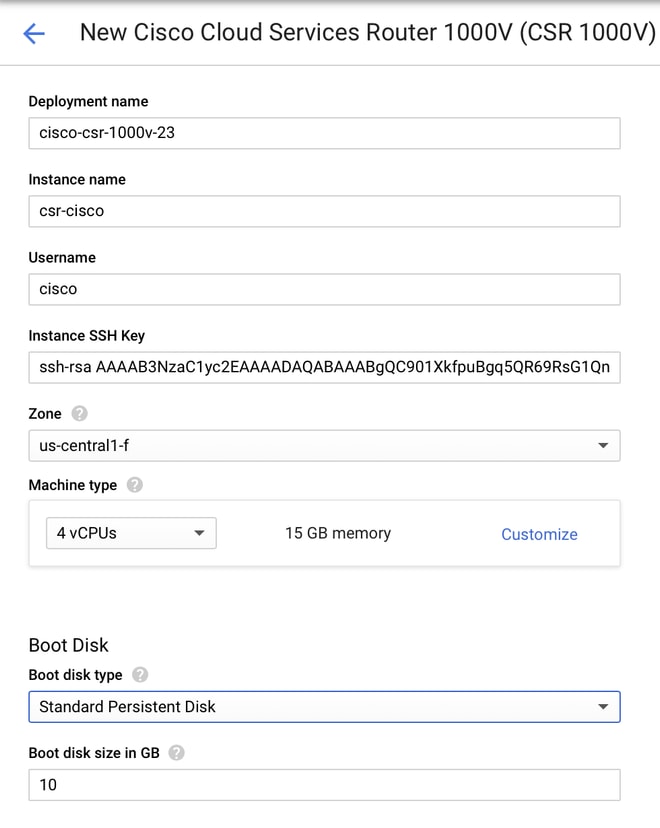 Fill VM settings