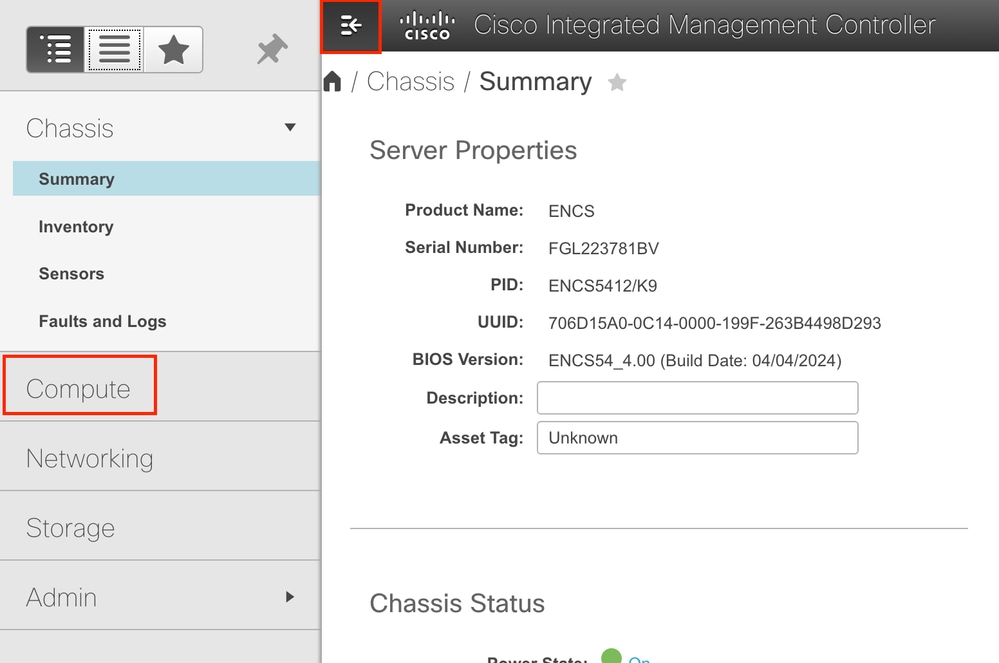 Image 5 - Default Page after Log In (/chassis/summary)