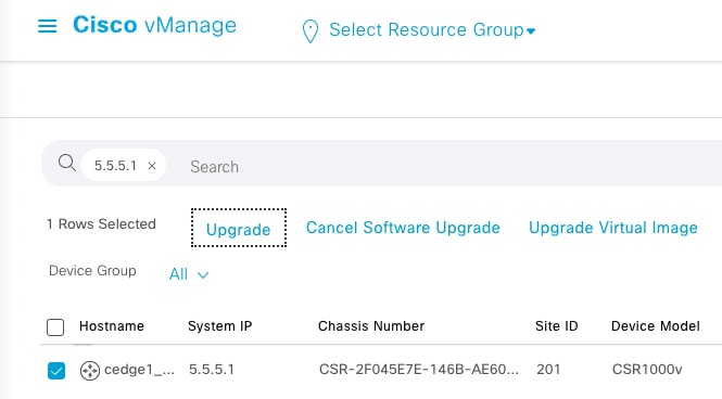 Select cEdge for Software Upgarde