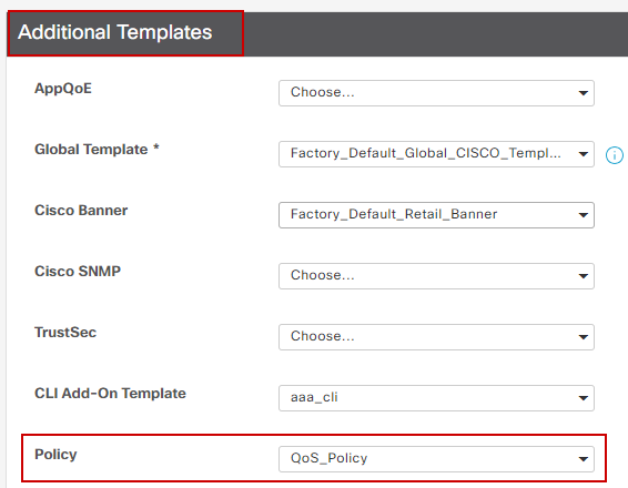 Assign QoS Policy on Device Template