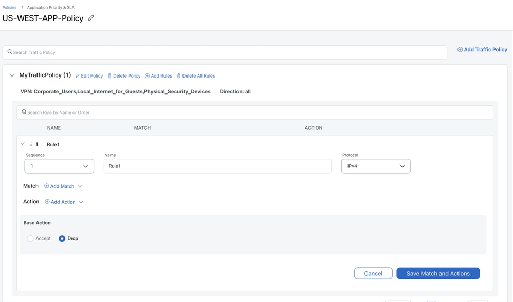 Application Priority and SLA - Traffic Policy