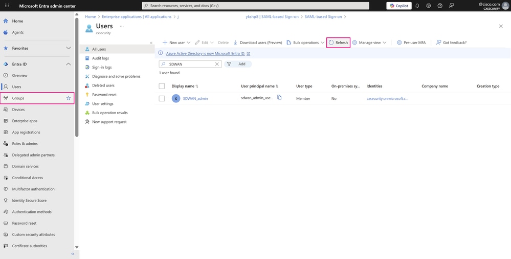 Users Dashboard - Groups