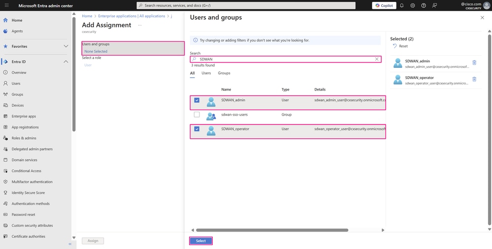 User Group Assignment Pane