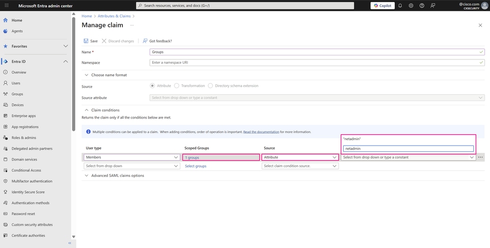 Manage Claim Page - Scoped Groups