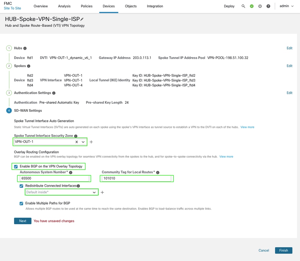 Configure Overlay Routing for the Same Wizard