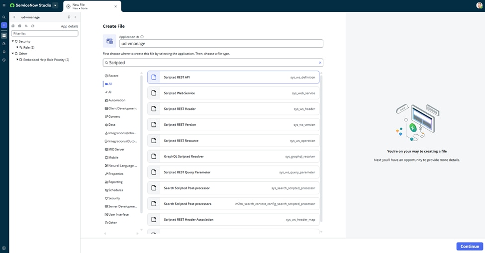Select Scripted REST API