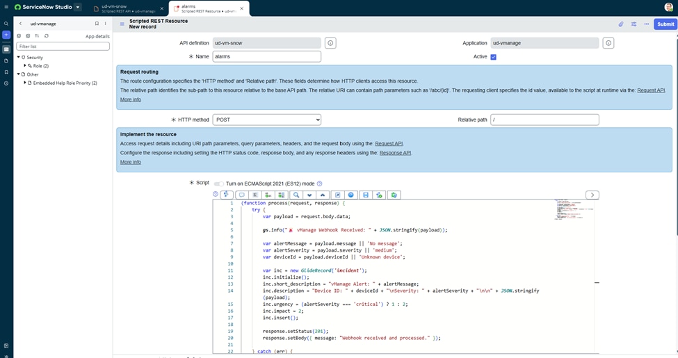 Scripted REST Resource New Record