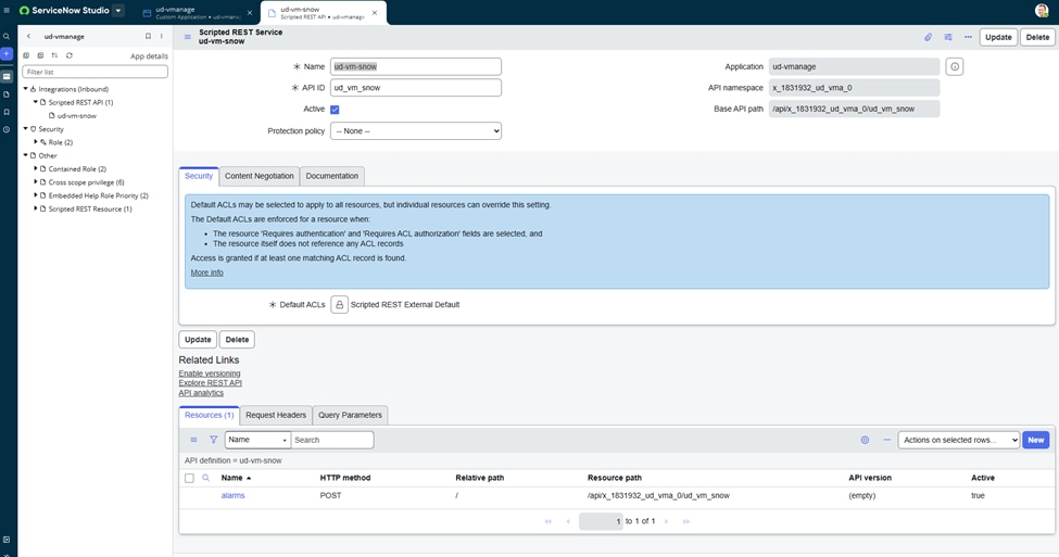 Edit Scripted REST Service