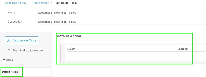 Route Policy Default Action