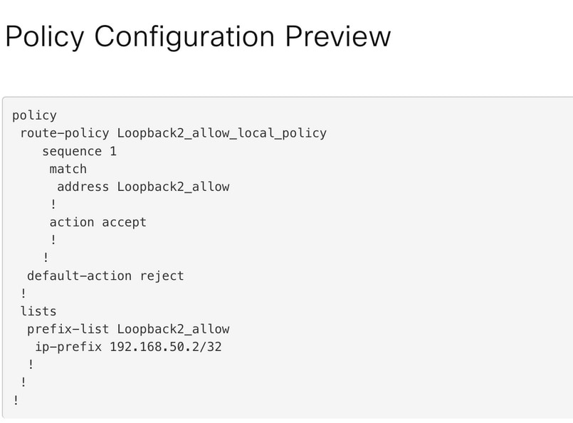 Localized Policy Configuration Preview