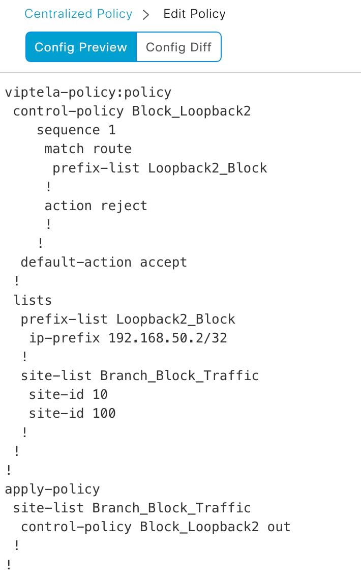 Centralized Policy Configuration Preview 1