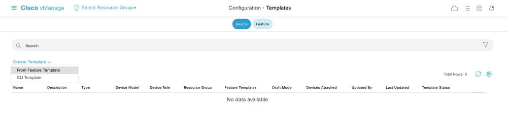 Device template from Feature Template