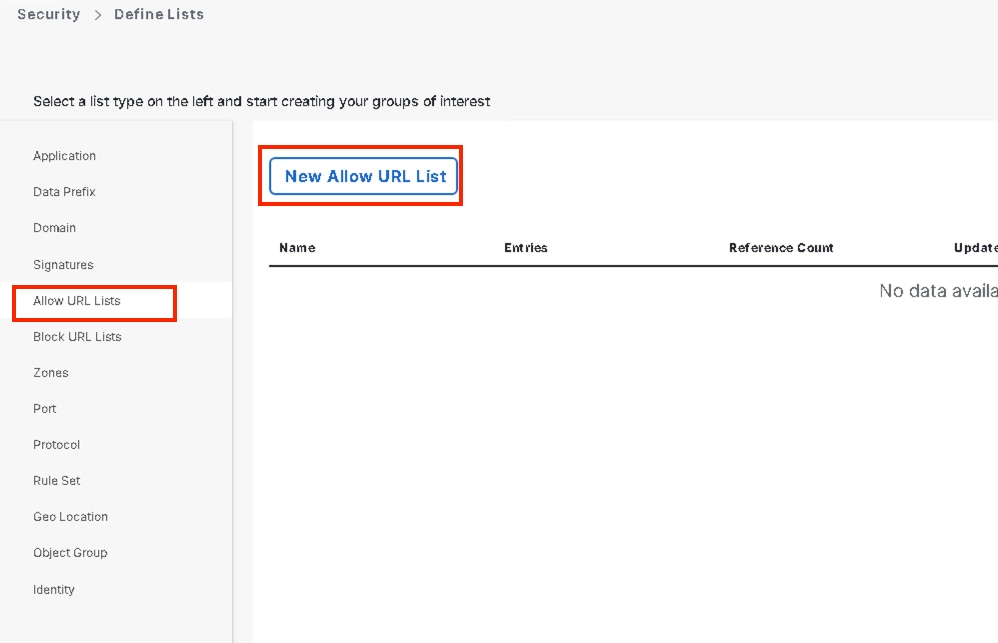 Click Allow URL Lists