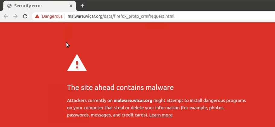 From client PC on Guest VPN, try to open malware.wicar.org.