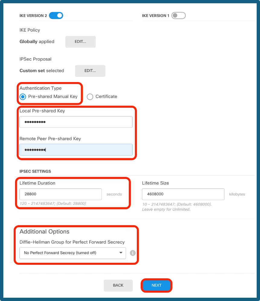 PSK and Lifetime Config