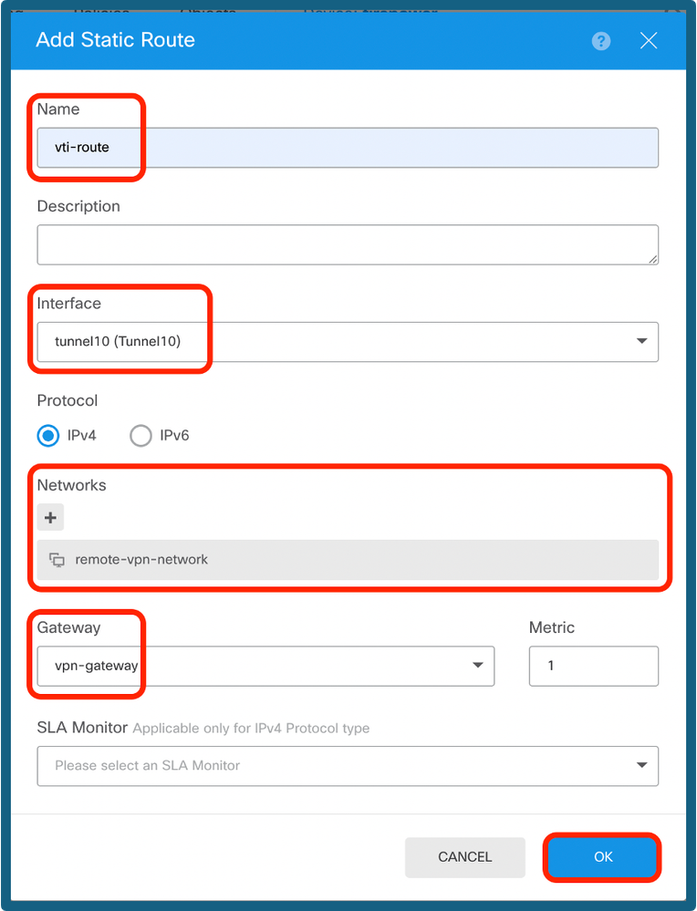 Configure Static Route