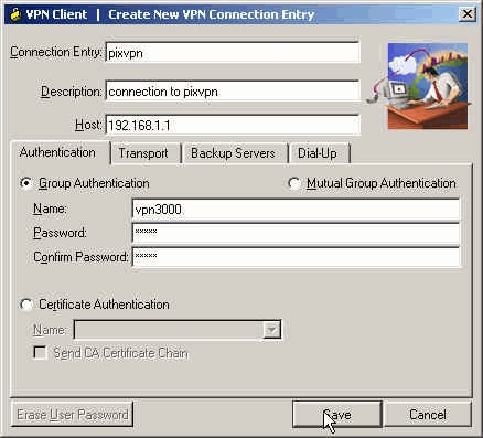 configure cisco vpn client pre shared key authentication