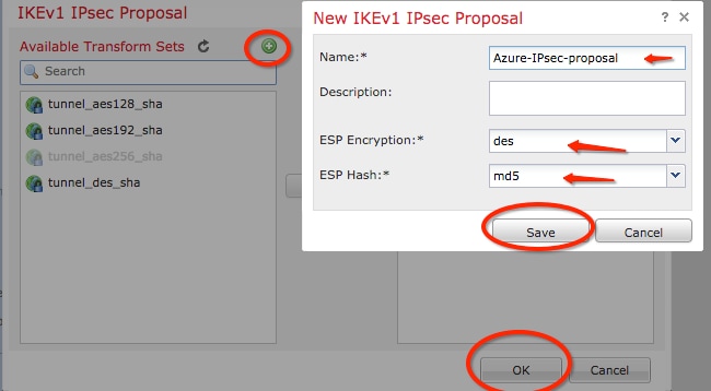 FMC Configuration Site-to-Site VPN - New IKEv1 Proposal