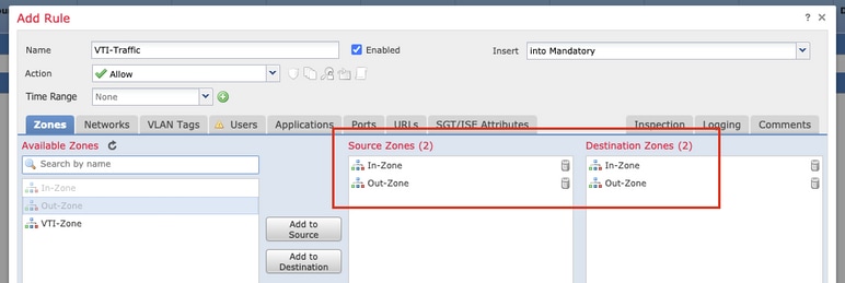 Provide Source Interface Objects and Destination Interface Objects