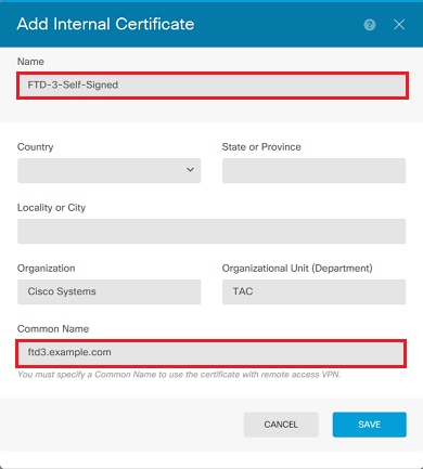 Self-Signed Enrollment - Specify a Name for the Trustpoint