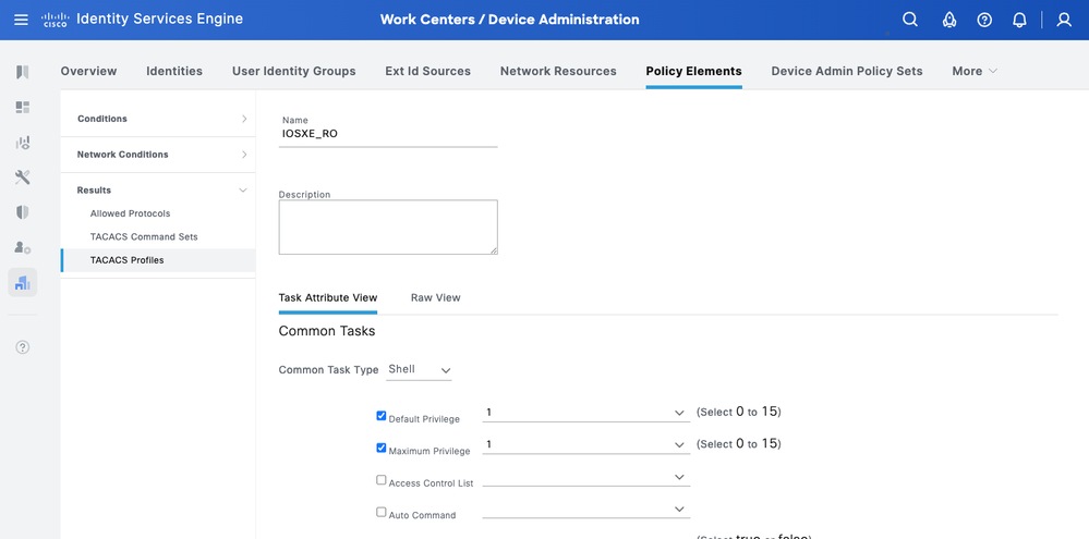 Configure TACACS+ Profiles - IOS XE RO Operator Profile