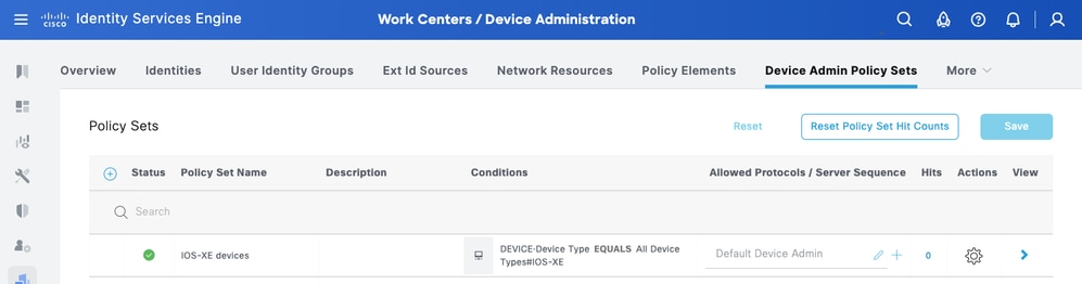 Configure Device Admin Policy Sets