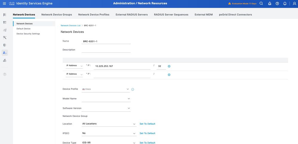 Add a Cisco IOS XR Device