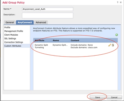 Verify Dynamic Split Tunnel Configuration