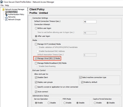 NAM Profile Editor Client Policy