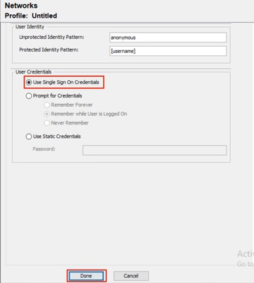 NAM Profile Editor User Credentials
