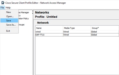 NAM Profile Editor Save Network Configuration