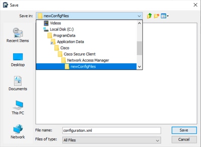 Save Network Configuration