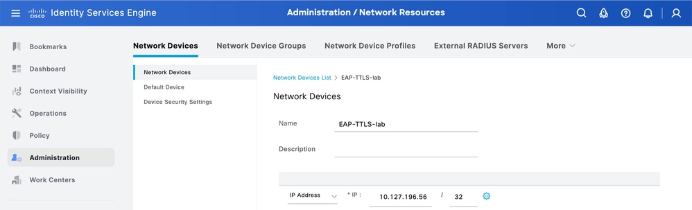 Adding Network Device ISE