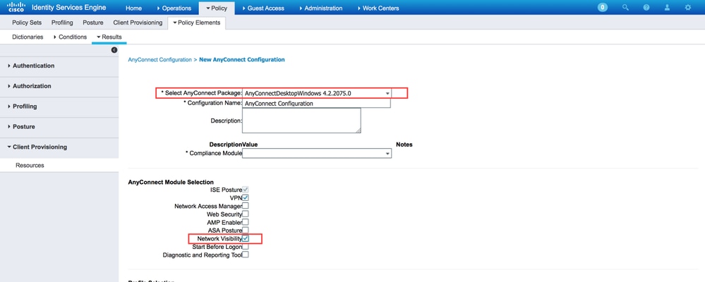 Configure web deployment on ISE - Enable NVM and the policy required