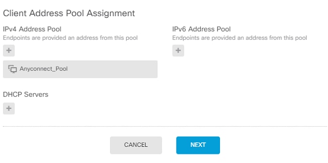 Choose AnyConnect Pool Object in FDM GUI