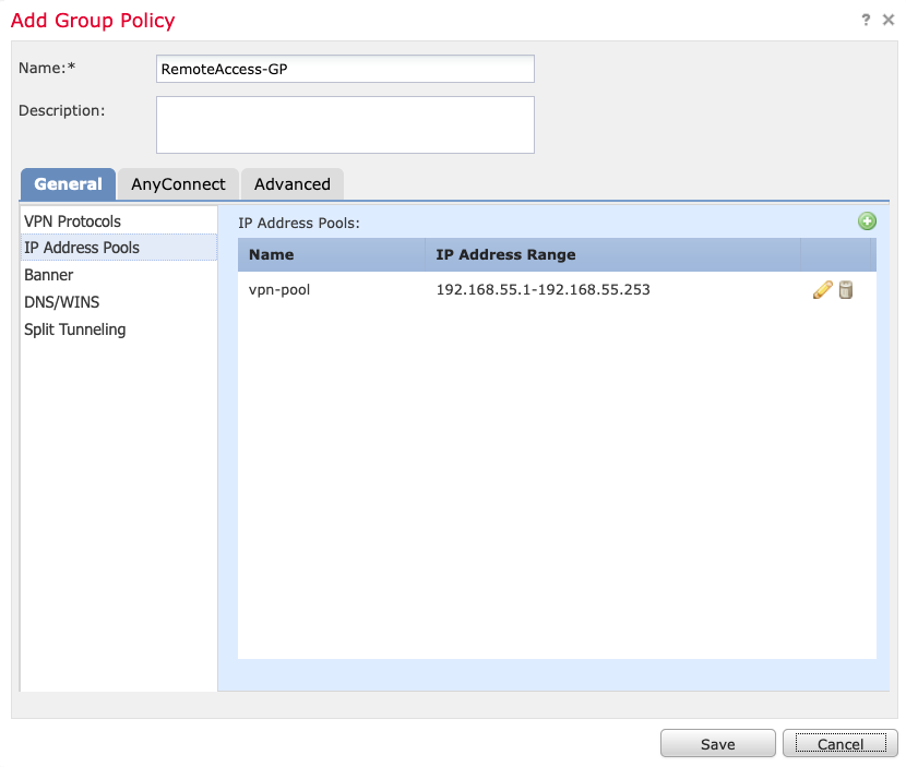 Group Policy: IP local pool selection